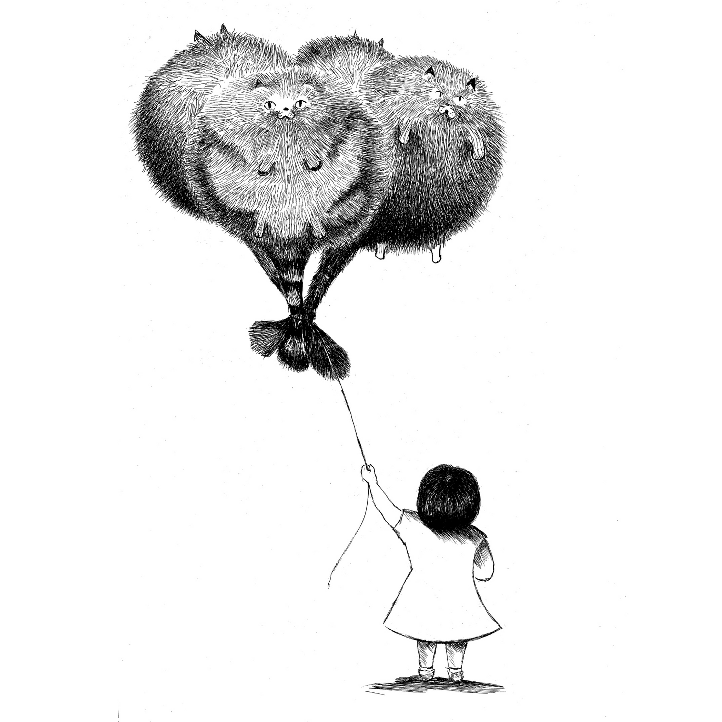 Girl with Cat Balloons - T-shirt